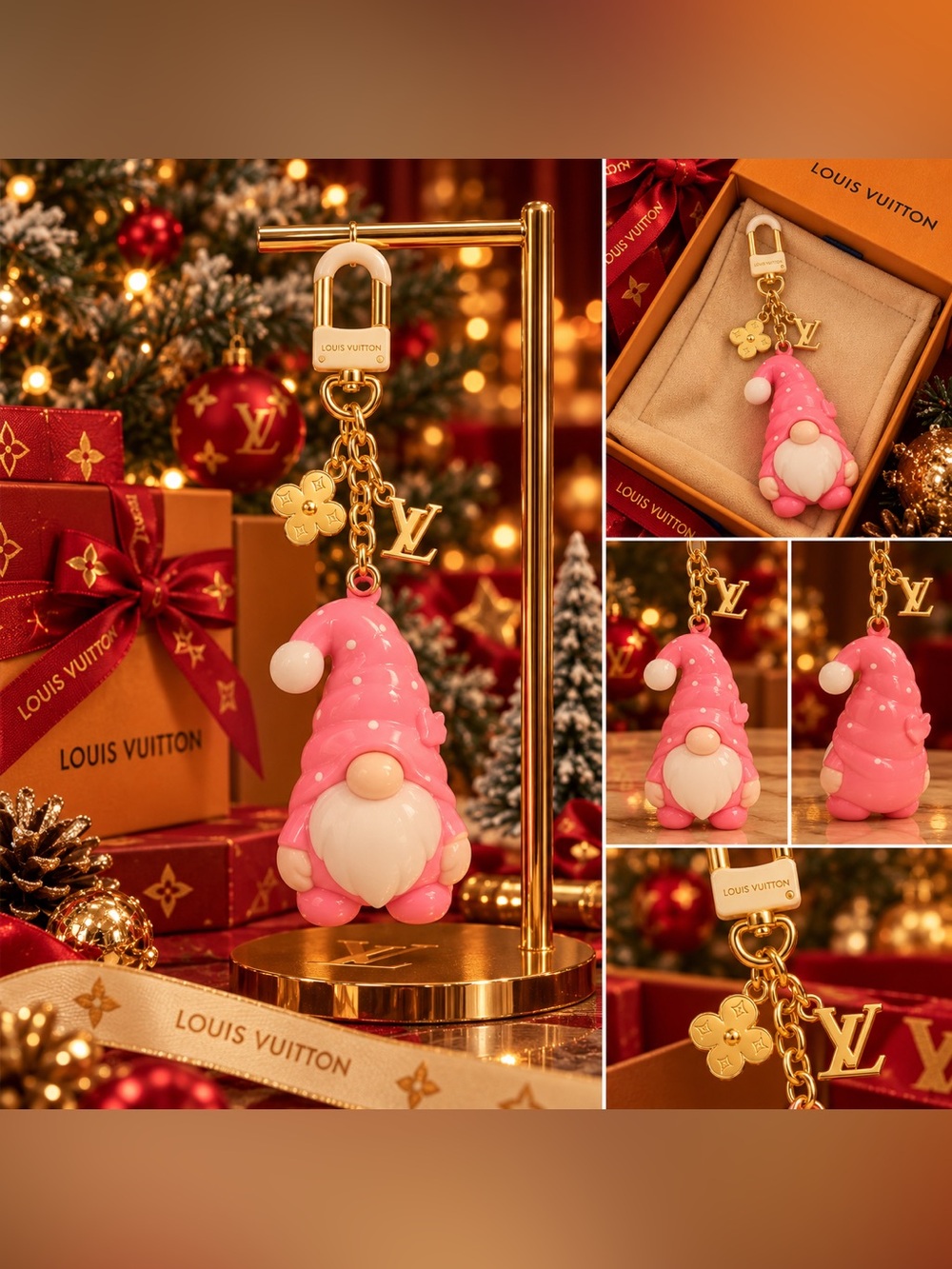 Pink Gnome Keychain Charm
